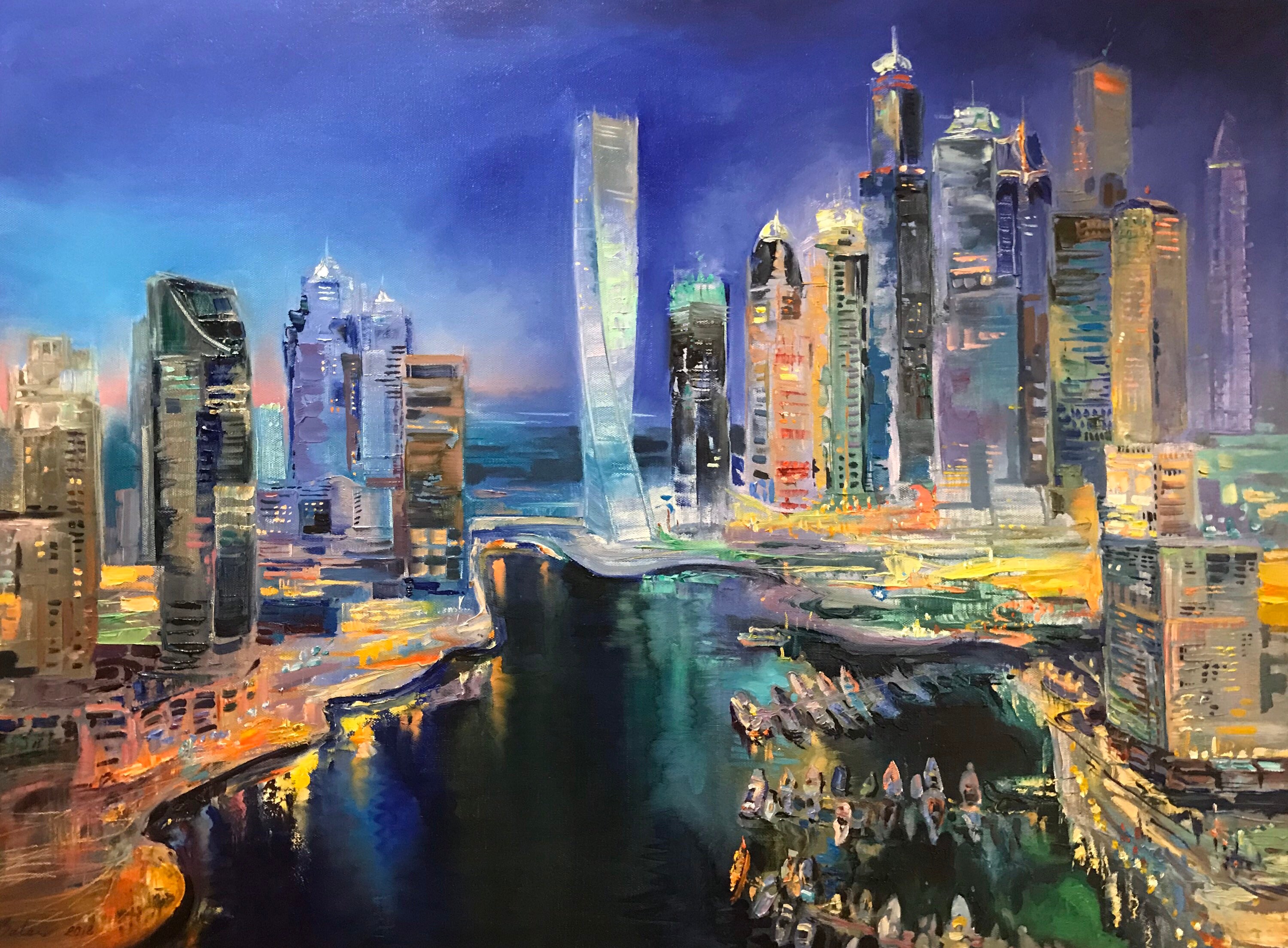 Dubai Oil Painting Original Landscape on Canvas by Katharina Etsy