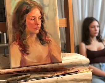 女性の絵画、少女の肖像画、抽象的な女性の顔、オリジナルの絵画、油絵