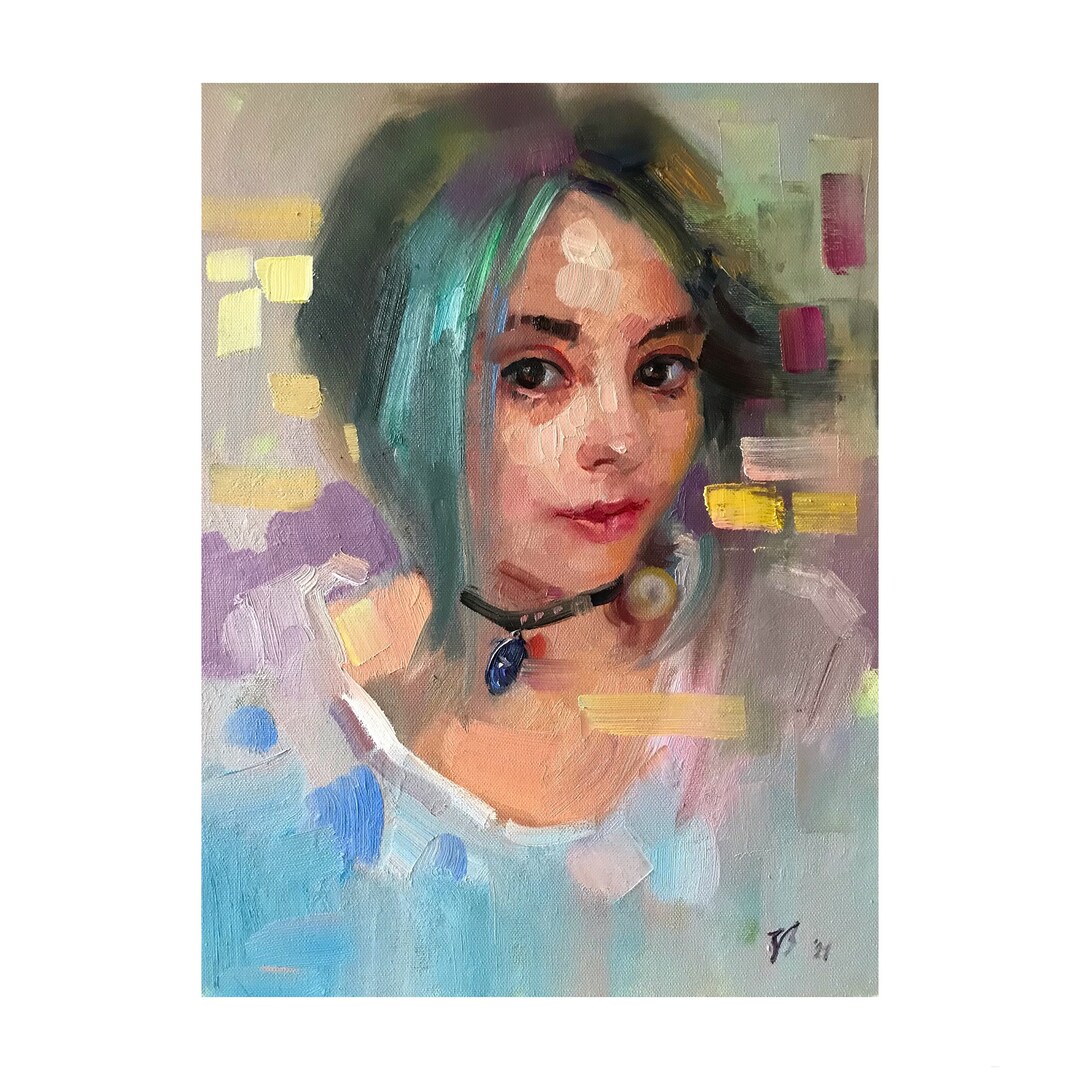 Girl Abstract Portrait Original Painting Oil Painting Wall Decor