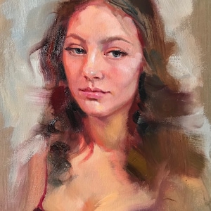 Woman painting portrait original painting abstract girl beautiful lady realistic painting picture on canvas artwork unique