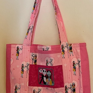 Adorable Valentine Nightmare Before Christmas Themed Tote Bag or Gift Bag image 1