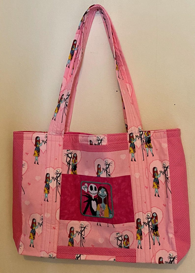 Adorable Valentine Nightmare Before Christmas Themed Tote Bag or Gift Bag image 1