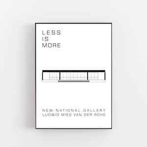 Architecture poster, Bauhaus poster, Ludwig Mies van der Rohe poster, design poster, New National gallery Berlin, Mies van der Rohe