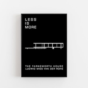 Farnsworth house poster, Ludwig Mies van der Rohe poster, Bauhaus poster, design poster, Chicago poster, Mies van der Rohe