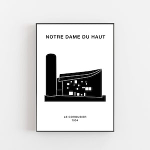 Le Corbusier Ronchamp Plakat, Le Corbusier Plakat, Vintage Plakat Architektur, Villa Savoie, Mies van der Rohe, Le Corbusier Ronchamp