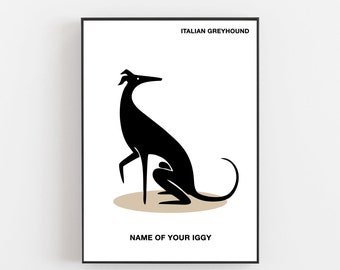 Italian greyhound poster, italian greyhound custom gift, personalised gift dog owner, italian greyhound custom poster, personalised poster