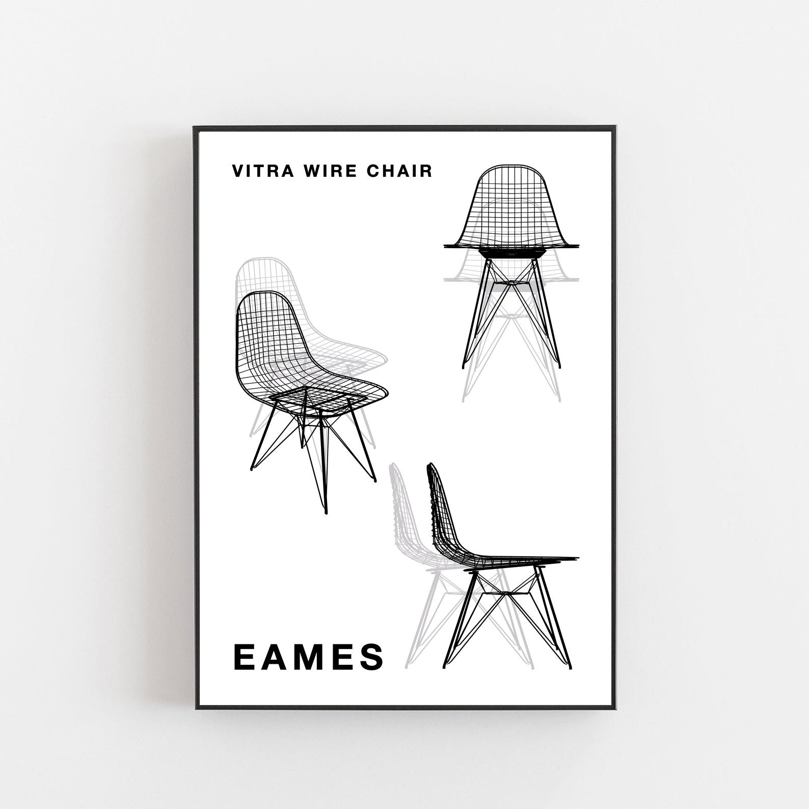 Charles Eames Vitra Wire Chair Poster, Vitra Minimalist Poster