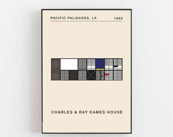 Eames house poster, Eames house print, Eames Blackbird, California print, Los Angeles print