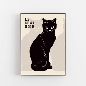 Le Chat Noir poster, Vintage black cat poster, Le chat noir print, Black cat print, Paris print, Paris poster, French movie poster, Revue