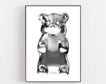 Gummy bear art poster, Gummy bear print, Gummy bear gift, Gummy bear poster, Gummy bear candy art, Candy wall art, Candy home decor print