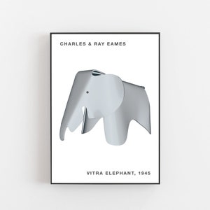 Vitra elephant, Vitra poster, Bauhaus poster, Charles Ray Eames poster, child room poster, poster for kids, Vitra design print, animal print