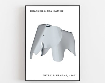 Vitra elephant, Vitra poster, Bauhaus poster, Charles Ray Eames poster, child room poster, poster for kids, Vitra design print, animal print