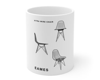 Vitra wire chair mug, Bauhaus present, Bauhaus gift, Eames print, designer mug, architecture mug, Bauhaus gift, minimalist Ceramic Mug 11oz