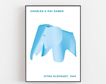 Vitra elephant, Vitra poster, Bauhaus poster, Charles Ray Eames poster, child room poster, poster for kids, Vitra design print, animal print