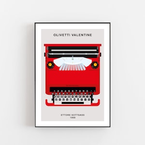 Olivetti Valentine poster, typewriter Olivetti, Ettore Sottsass, Midcentury design poster, Vintage design poster, Ultrafragola mirror