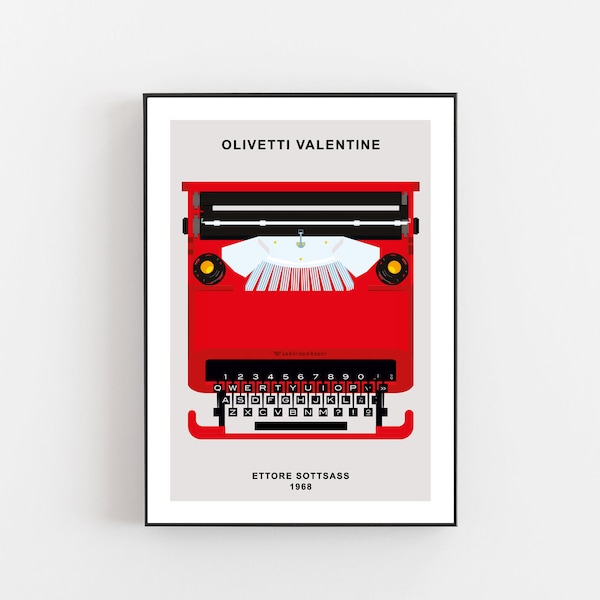 Olivetti Valentine poster, typewriter Olivetti, Ettore Sottsass, Midcentury design poster, Vintage design poster, Ultrafragola mirror