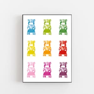 Gummy bear art poster, Gummy bear print, Gummy bear gift, Gummy bear poster, Gummy bear candy art, Candy wall art, Candy home decor print