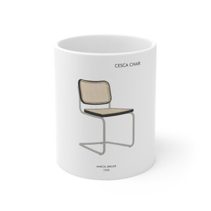 Cesca chair mug, Bauhaus present, Bauhaus gift, Eames print, designer mug, architecture mug, Bauhaus gift, minimalist Ceramic Mug 11oz