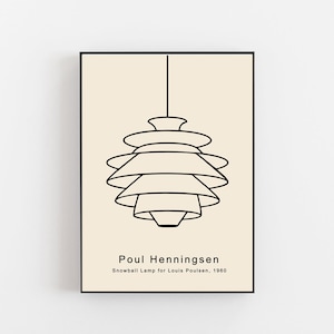 Poul Henningsen lamp poster, Snowball lamp print, Arco lamp poster, midcentury design, Vitra chair poster, scandinavian design print