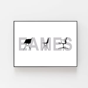 Eames chair poster, Bauhaus poster, Charles Ray Eames, Vitra chair, design poster, midcentury poster, Eames poster, Eames bird, eames print