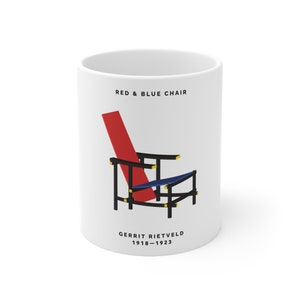 Gerrit Rietveld chair mug, Bauhaus present, Bauhaus gift, Rietveld print, designer mug, architecture mug, minimalist Ceramic Mug 11oz
