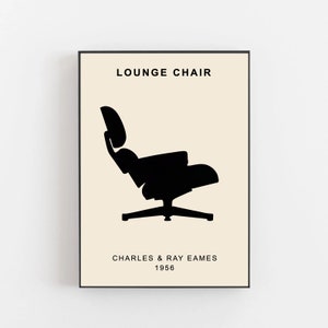 Vitra lounge chair poster, Architecture vintage print, Bauhaus poster, Charles Ray Eames Lounge chair poster, midcentury design poster