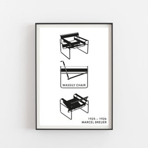 Marcel Breuer poster, Breuer Wassily chair, Bauhaus poster, midcentury design, midcentury poster, midcentury furniture, Wassily chair poster