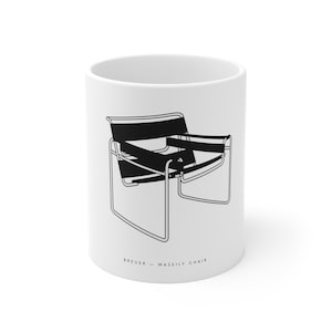 Wassily chair mug, Marcel Breuer mug, Bauhaus mug gift, Le Corbusier mug, designer mug, architecture mug, minimalist Ceramic Mug 11oz