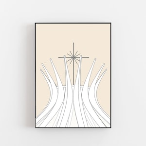 Kathedrale von Brasilia Poster, Brasilien Poster, Oscar Niemayer Poster, Sao Paulo Druck, Oscar Niemayer Druck, Sao Paulo Architektur Poster