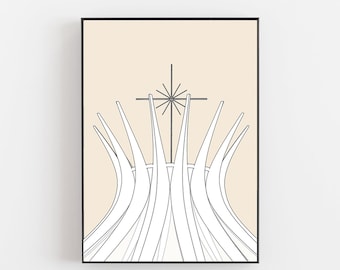 Cathedral of Brasilia poster, Brazil poster, Oscar Niemayer poster, Sao Paulo print, Oscar Niemayer print, Sao Paulo architecture poster