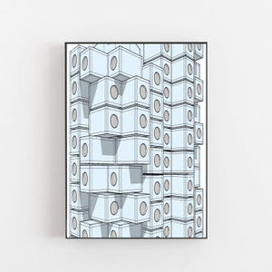 Nakagin Capsule tower poster, Nakagin Capsule tower print, Tokyo Shimbashi, Kisho Kurokawa