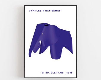 Vitra elephant, Vitra poster, Bauhaus poster, Charles Ray Eames poster, child room poster, poster for kids, Vitra design print, animal print