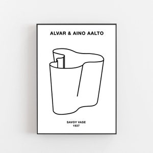 Cartel de Alvar Aalto, cartel de jarrón de Alvar Aalto, impresión de jarrón de Alvar Aalto Savoy, diseño de mediados de siglo, De Stijl, cartel de diseño finlandés, impresión finlandesa