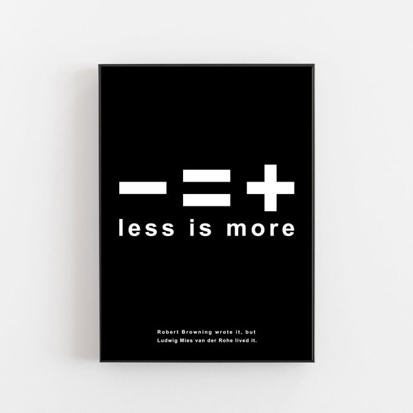 Ludwig Mies van der Rohe poster, Less is more poster, Mies van der Rohe print, Farnsworth house poster, Mies van der Rohe quote