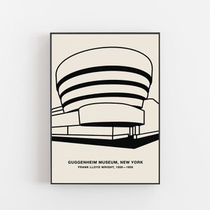Guggenheim museum NYC poster, Frank Lloyd Wright poster, Guggenheim museum print, NYC poster, Villa Savoye, New York print, Lloyd Wright
