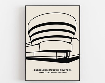 Guggenheim museum NYC poster, Frank Lloyd Wright poster, Guggenheim museum print, NYC poster, Villa Savoye, New York print, Lloyd Wright