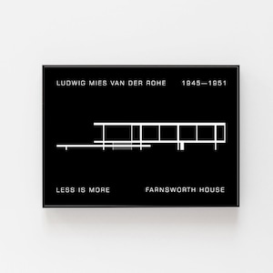 Farnsworth house poster, Bauhaus poster, Ludwig Mies van der Rohe poster, design art poster, Chicago art poster, Mies van der Rohe print