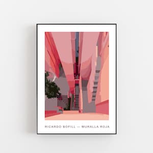 Ricardo Bofill Muralla Roja poster, Muralla Roja poster, Brutalist architecture print, Barcelona poster, Muralla Roja poster, postmodern