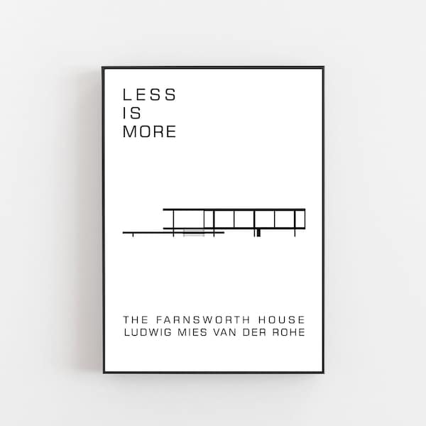 Farnsworth house poster, Ludwig Mies van der Rohe poster, Bauhaus poster, design poster, Chicago poster, Mies van der Rohe