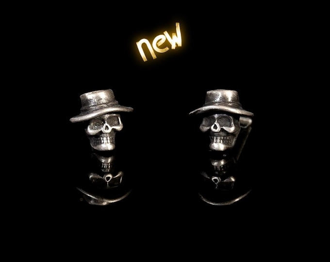 Skull Stud Earrings Sterling Silver 925