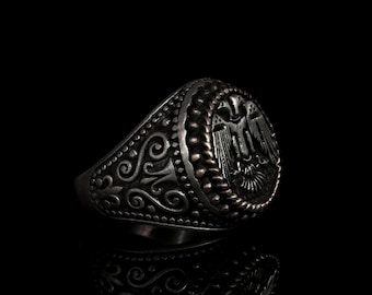 Silver Double-Headed Eagle Ring Byzantine Symbol Empire Symbol Emperors Eagle Mycenaean Greece Emperors Eagle Byzantine Empire Eagle Ring