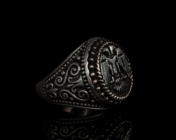 Silver Double-Headed Eagle Ring Byzantine Symbol Empire Symbol Emperors Eagle Mycenaean Greece Emperors Eagle Byzantine Empire Eagle Ring