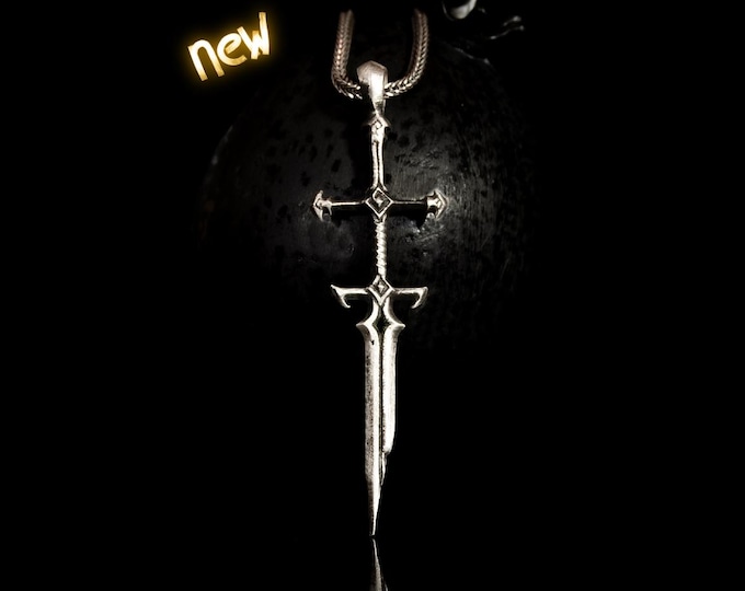 Viego Sword Pendant Necklace – Blade of the Ruined King Jewelry – League of Legends Silver Charm – LoL Jungler Gift – Gamer Cosplay Necklace