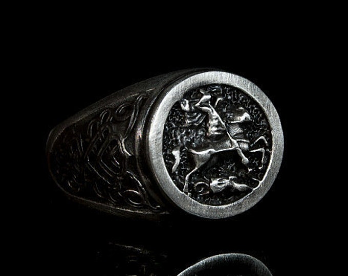 Saint George's Silver Ring, Saint George The Victorious Archangel, Christian Saints, Christianity, Religious Ring, Battle of St. George
