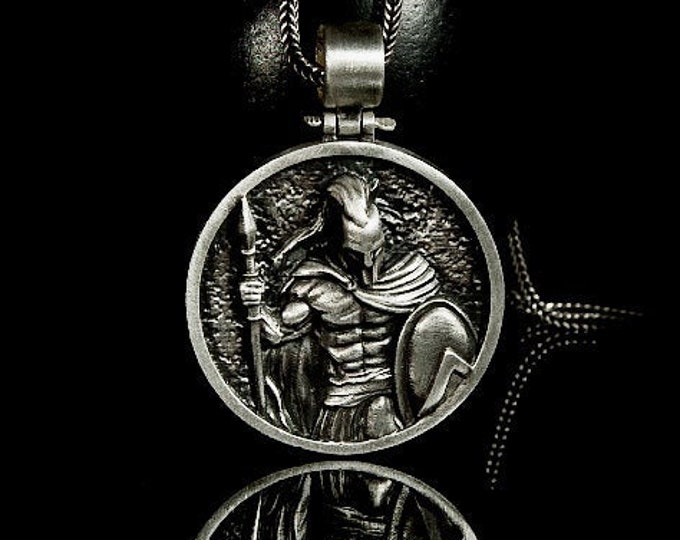 Leonidas Spartan Mens Necklace, Silver Mens Pendant, Spartans Silver Pendant, Lacedemonians Pendant, Greek History, Greek Spartan Warriors