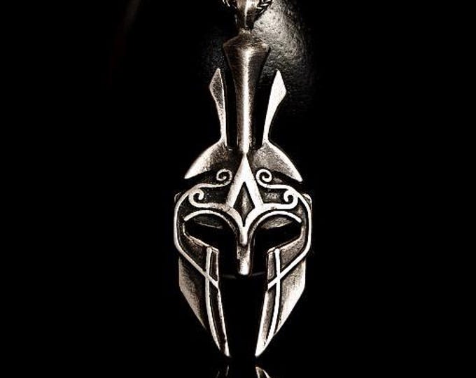 Leonidas Headgear Spartan Silver Pendant, Greek Spartan Headgear Pendant, Greek History, Spartans , Lacedaemonians Pendant, Spartan Leonidas