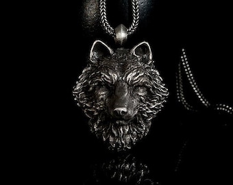 Wild Wolf Silver Head, Wild Wolf Pendant, Wolf Head, Wildlife Pendant, Silver Wolf Pendant, Men Accessories, Wolf Head Pendant, Wolf Pendant