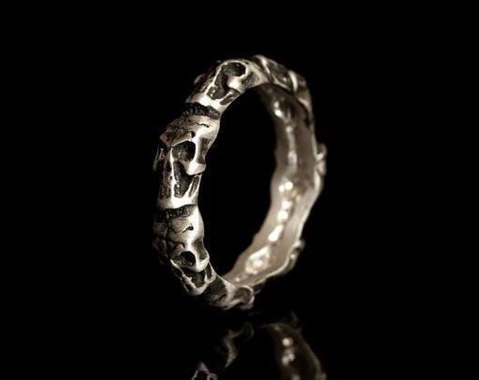 Stacking Skull Ring, Mens Silver Oxidized, Skull Statement Ring, Men Jewelry, Biker Men Ring, Silver Men Accessory, Men Gift, Biker Gift