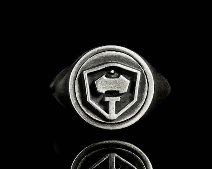 Silver Band Ring Tank Support Emblem Ring Silver League Inspired Jewellery League of Legends Tank Gaming Gift for Gamers