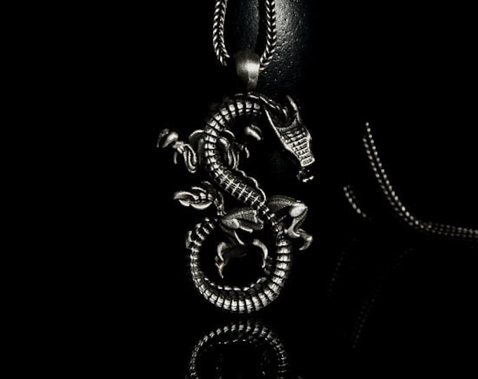 Silver Dragon Pendant, Dragon Necklace, Silver Necklace, Japanese Dragon, Silver Dragon Necklace, Men Accessories, Gift For Him,  Dragon